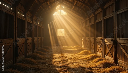 Sunlight Streaming Through Barn Windows Creating Warm Atmosphere