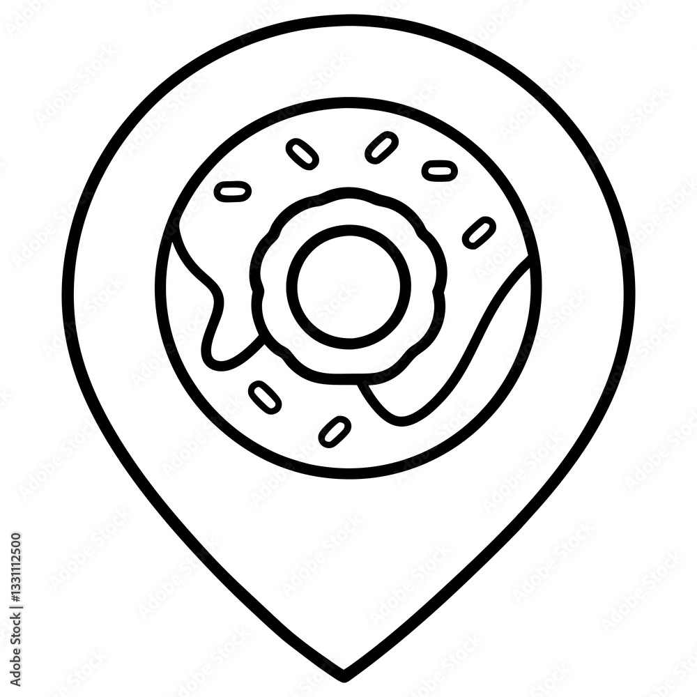 Donut Location Icon ,Bakery Shop Locator, Food Delivery, Dessert Café GPS Vector Donut Location Icon ,Bakery Shop Locator, Food Delivery, Dessert Café GPS Vector