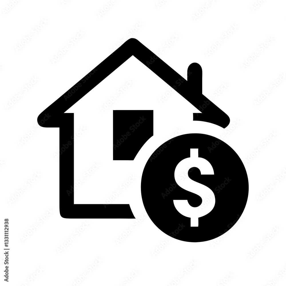 Real Estate Price Icon - Home Value and Cost Symbol Real Estate Price Icon - Home Value and Cost Symbol