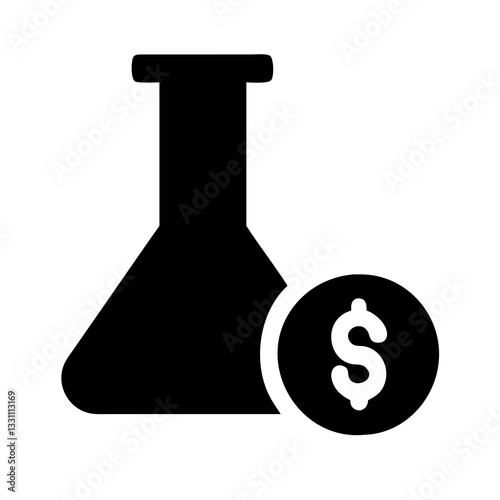 Science Investment Icon - Lab Flask with Dollar Sign