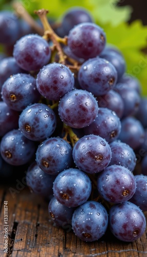 Wallpaper Mural Fresh Grapes with Water Drops on Wooden Table Background Torontodigital.ca
