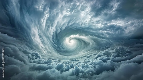 Whirlwind Cloudscape: A Digital Painting of a Celestial Vortex AI Generated