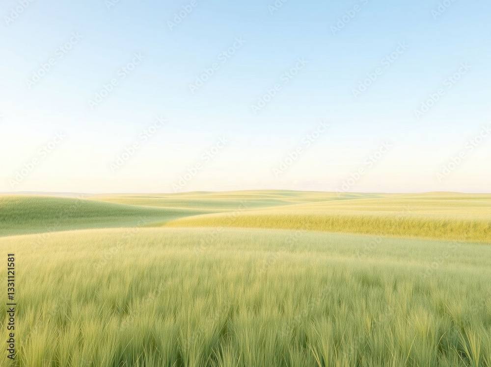 Rolling Wheat Field at Sunset