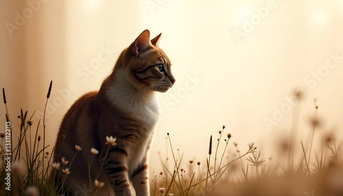 a soft-toned, demure cat