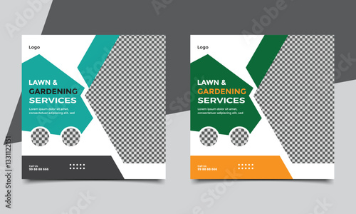 Lawn and garden service social media square banner design.