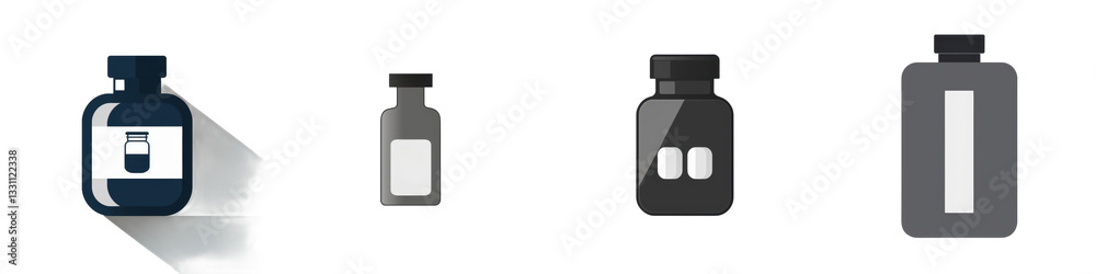 Medicine bottles standing in a row isolated against white background isolated on white or transparent Medicine bottles standing in a row isolated against white background isolated on white or transparent