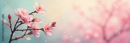 Soft pastel colors in vintage abstract background with delicate floral branch, pattern, floral