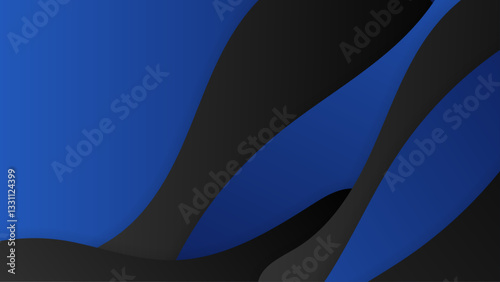 black and blue wave shapes trendy geometric pattern vector illustration