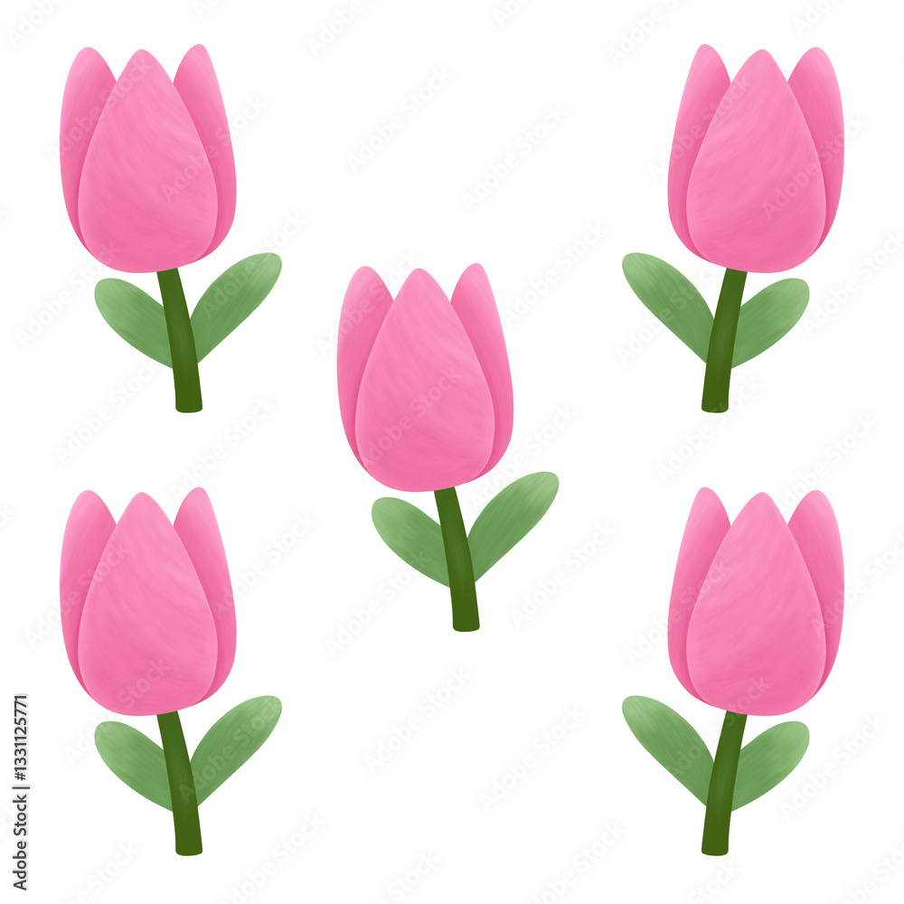 Fototapeta premium seamless pattern with pink tulips