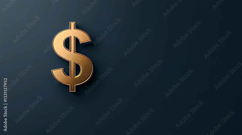 Golden Dollar Sign 3D Render on Dark Background AI Generated Golden Dollar Sign 3D Render on Dark Background AI Generated