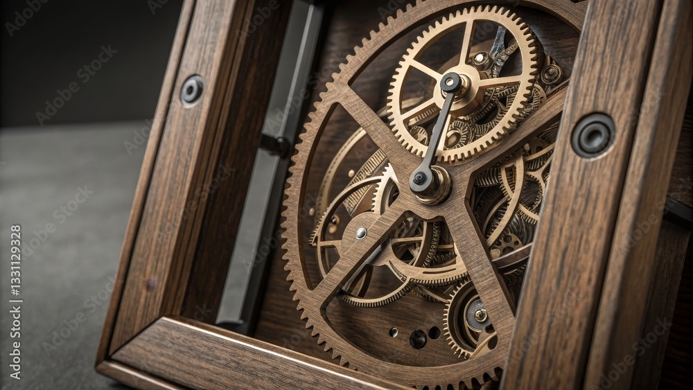 Obraz premium Wooden Clockwork Mechanism