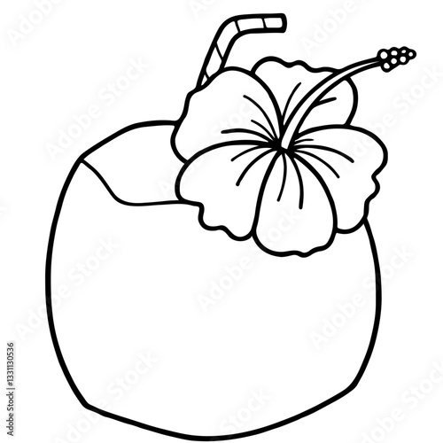 black and white flower coconut cartoon 