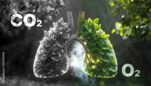 Sustainability framework for lungs shaped by green leaves nature graphic imagery outdoor concept of environmental health
