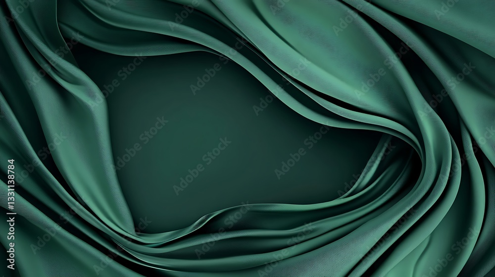 Obraz premium Emerald Green Silk Drape: A Luxurious Digital Textile Illustration AI Generated