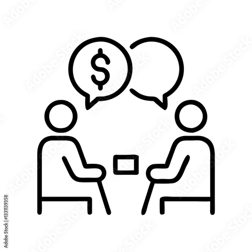 investment negotiation icon, black outline, modern design