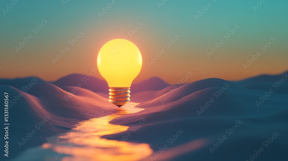 A glowing path representing business growth leading to a golden light bulb, symbolizing innovation. A glowing path representing business growth leading to a golden light bulb, symbolizing innovation.