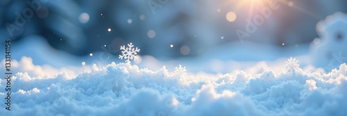 Snowflakes land softly on the surface of the snow, gentle, snow, whiteout