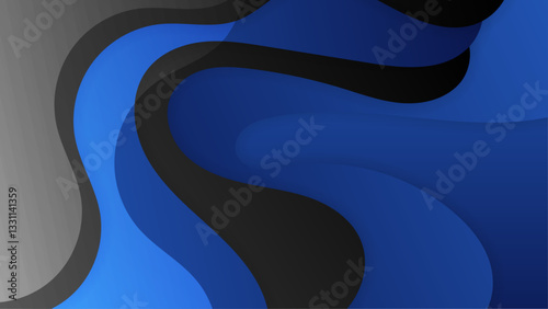 blue and black modern abstract geometric background with clean wave shapes and stylish vector illustration