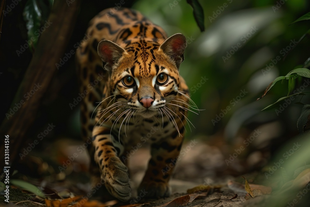 Obraz premium Ocelot Walking Through Forest