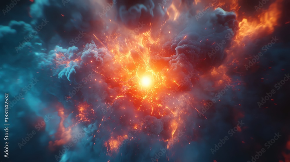 Fototapeta premium Explosive cosmic event in vibrant colors.