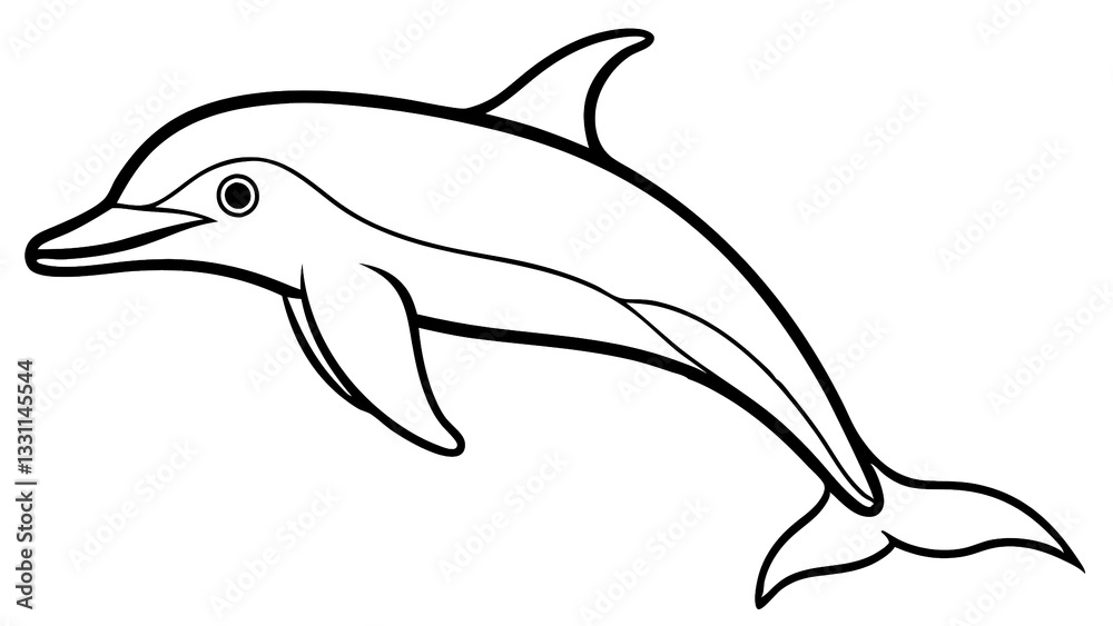 Obraz premium A Playful Dolphin Leaps Through The Ocean Waves In A Vibrant, Simple Line Drawing Style Isolated on Transparent Background