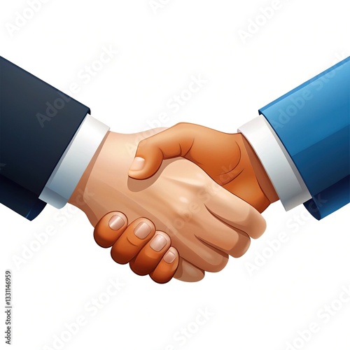 A Powerful Handshake Symbolizing Unity, Collaboration, And Mutual Respect Between Diverse Individuals, Showcasing A Clean, Crisp, And Realistic Illustration Style