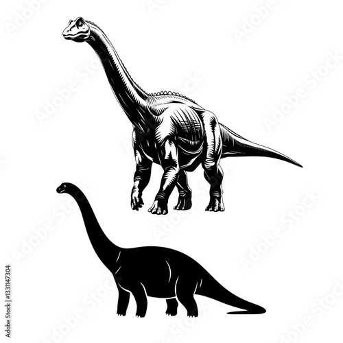 brachiosaurus black color vector