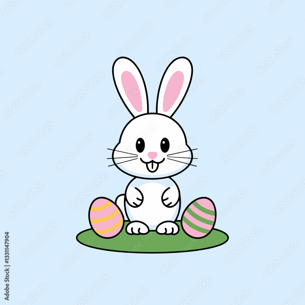 Fototapeta premium Fluffy White Easter Bunny with a Festive Carrot