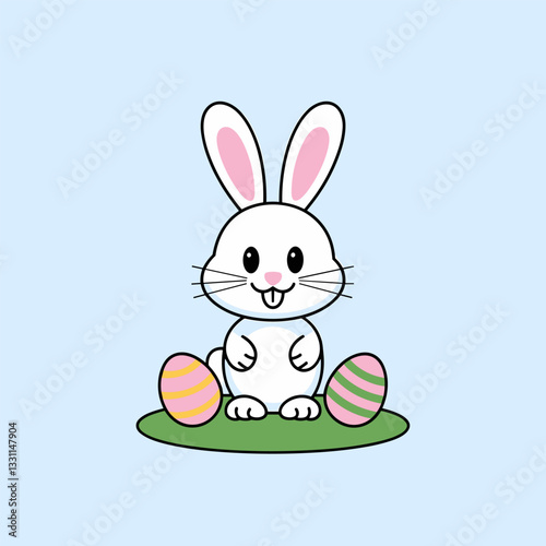 Fluffy White Easter Bunny with a Festive Carrot