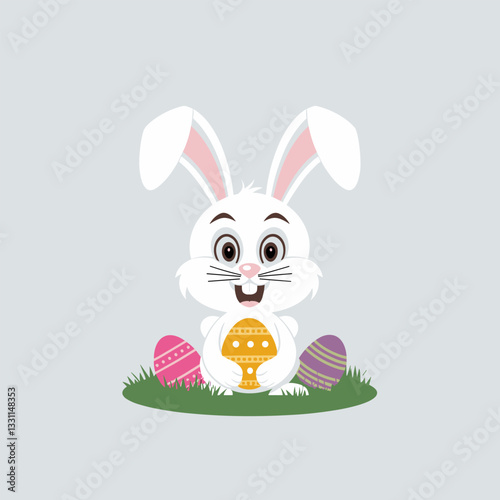 Cheerful Easter Bunny with a Big Easter Egg