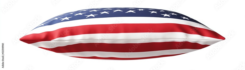 Patriotic pillow design featuring American flag colors on a soft cushion. Patriotic pillow design featuring American flag colors on a soft cushion.