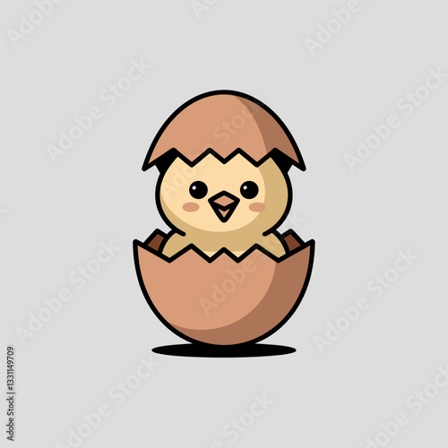 Newborn Chick Emerging from a Cracked Egg