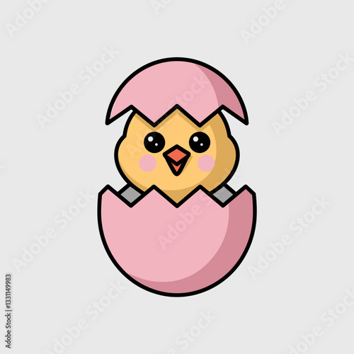 Tiny Baby Chick Breaking Out of Egg
