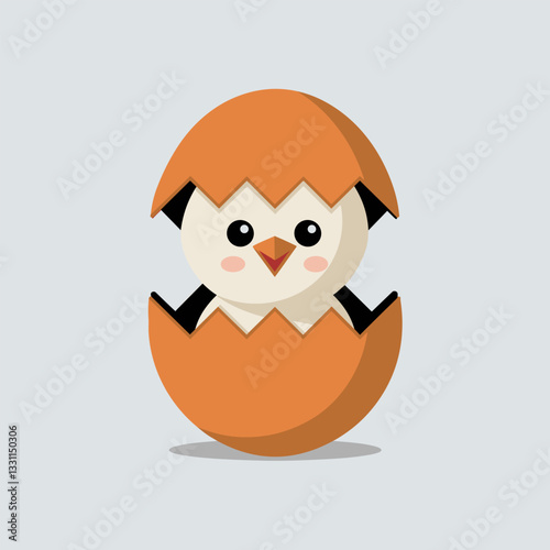 Fluffy Newborn Chick Coming Out of Its Shell