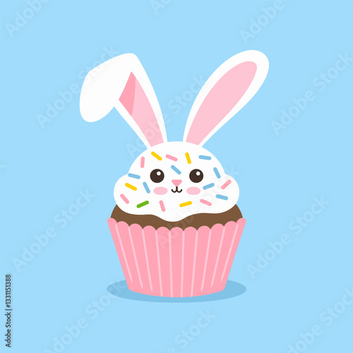 Handcrafted Easter Cupcake with Charming Bunny Ears