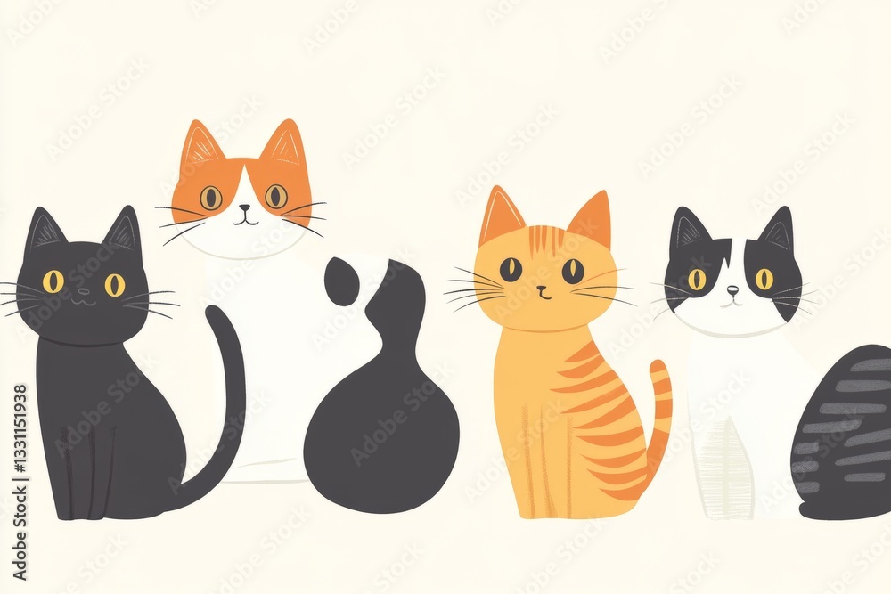 simple vector background wallpaper of cute cats simple vector background wallpaper of cute cats