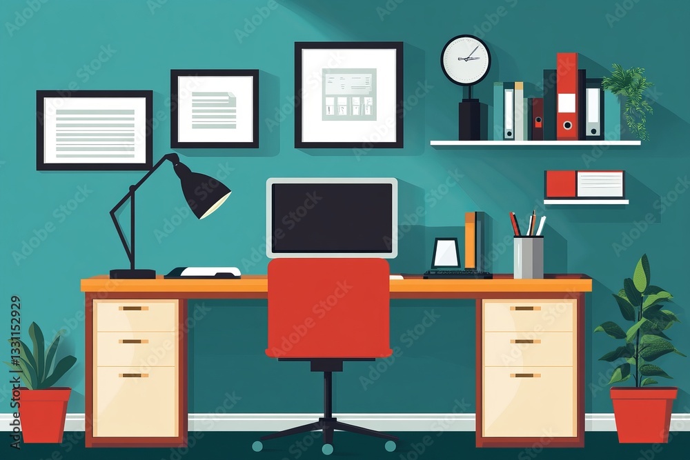flat vector background office flat vector background office