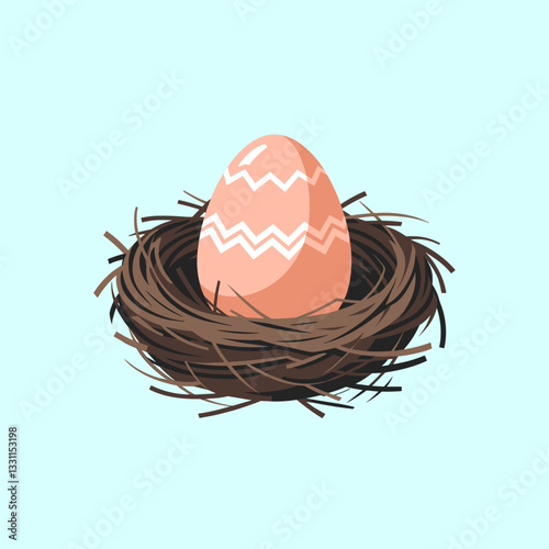 Colorful Easter Egg Resting in a Bird’s Nest