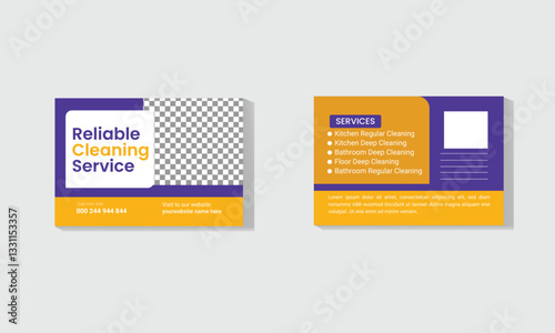 Professional cleaning service postcard template design