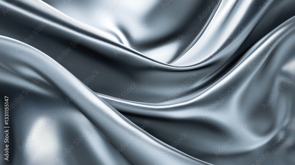 Obraz premium Smooth and Shimmering Silver Fabric with Soft Flowing Texture