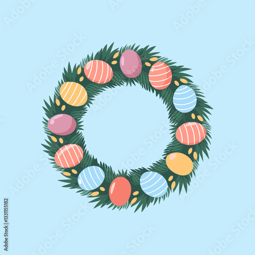 Charming Easter Egg Wreath with Delicate Ribbons and Blooms