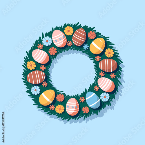 Beautiful Easter Decoration – Wreath with Floral Accents