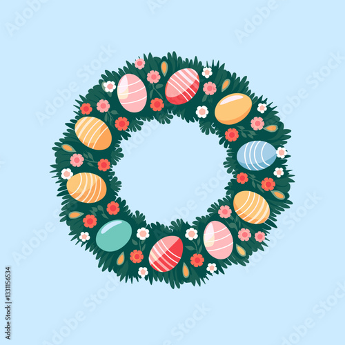 Colorful Easter Egg Wreath for a Joyful Holiday Atmosphere