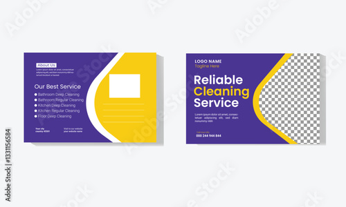 Professional cleaning service postcard template design