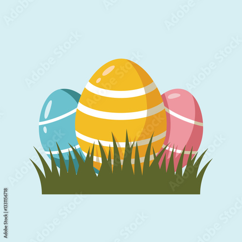 Bright Rainbow Easter Eggs Hidden in Lush Grass