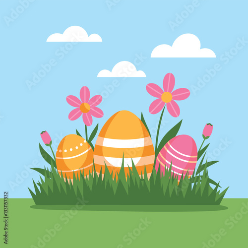 Easter Egg Hunt Colorful Treasures in the Grass