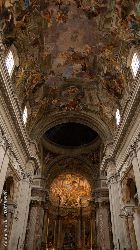Fototapeta premium Architecture and painted art on the ceiling at Church of Sant'Ignazio di Loyola in Rome, Italy.