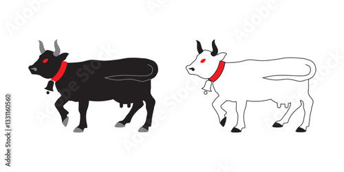 Cow Icons, Ideal for Agriculture and Farm Themes - Flat Vector Illustration
