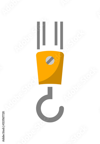 Yellow crane hook icon flat vector design