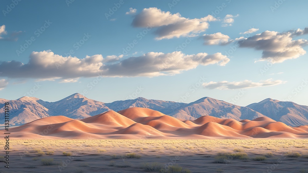 Naklejka premium Twilight hues paint the sky above towering mountain peaks image